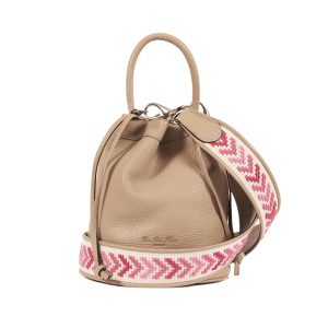 Rue Des Fleurs Le Petit Sac 24 Secchiello Taupe Tracolla Ricamo Pink