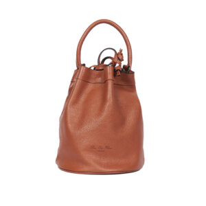 Le petit sac 24 cognac genuine leather bucket bag
